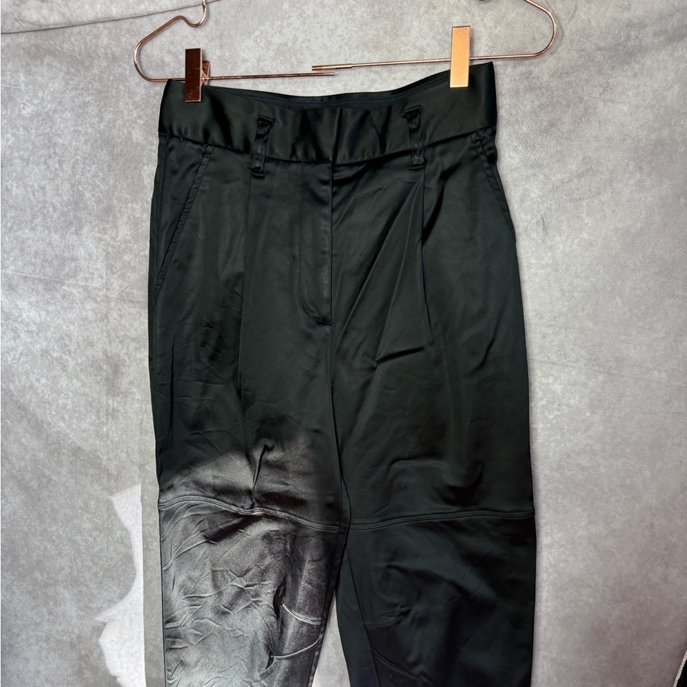 Babaton high waisted black satin cargo trouser pants